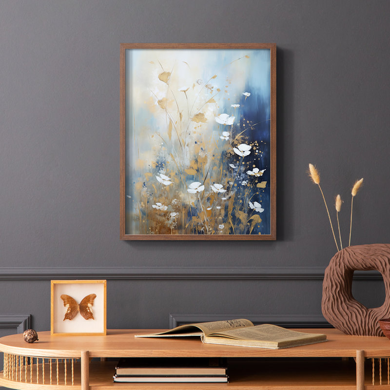 FLORAL Series CCDVI - reproduction encadrée de qualité supérieure - prête à être accrochée - aucun clou requis, Noyer