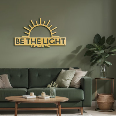 Inspirational Sunburst-BE THE LIGHT Modern Abstract Wall Accent Sculpture Hanging Decoration Metal Wall Decor