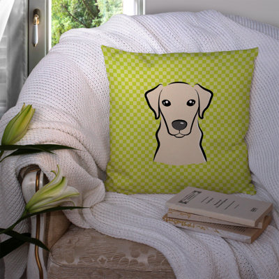 Coussin intérieur/extérieur jaune-labrador damier