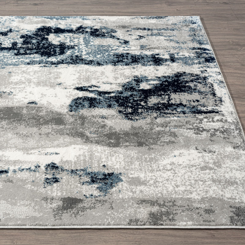 Doland Area Rug Ivory Blue, Runner 2' x 7'