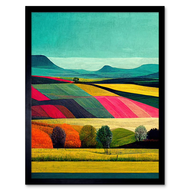 Colourful Bright Countryside Landscape - Single Picture Frame Print