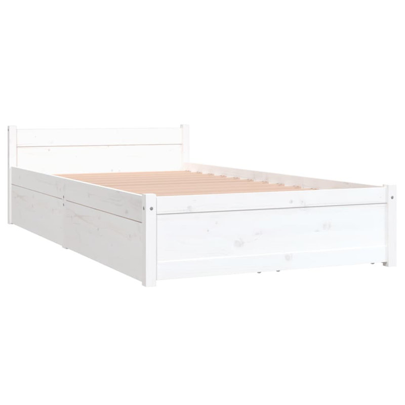 Bed Frame with Drawers, Single (3'), White