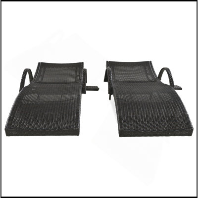 Ensemble de chaises longues d'extérieur en osier de 80 po, ensemble de 2 chaises de patio inclinables en rotin, à dossier ajustable, à dossier ajustable, à conception ergonomique et à vagues