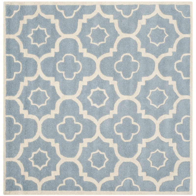 Carolene Hand Tufted Wool Geometric Rug, Square 5'