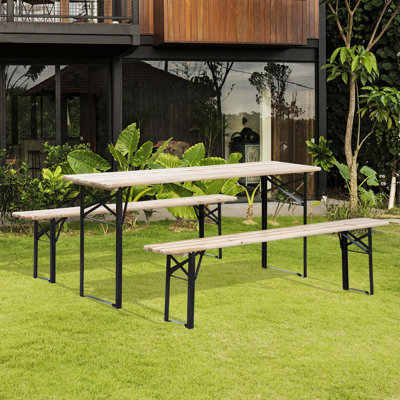 Ensemble de table de pique-nique et de banc portatif 6 pi, ensemble de table de camping pliant en bois pour les activités de jardin en plein air