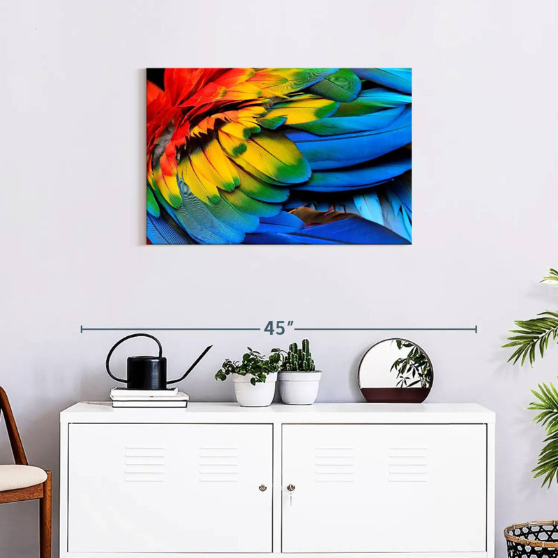 Brampt Macaw Bird Feathers, 20" H x 30" W