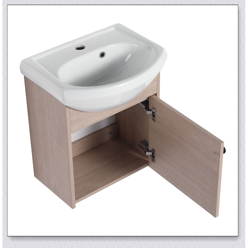 Petit meuble-lavabo de 18 po avec lavabo en céramique, fixation murale