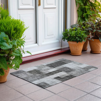 Machine Washable Indoor/Outdoor Cicel ACN1190 Pewter Rug