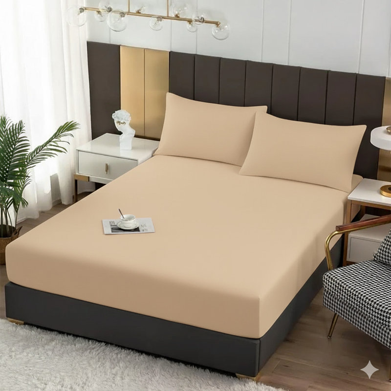 Ultra Soft 200 Thread Count Microfiber Fitted Sheet, Single (3'), Beige