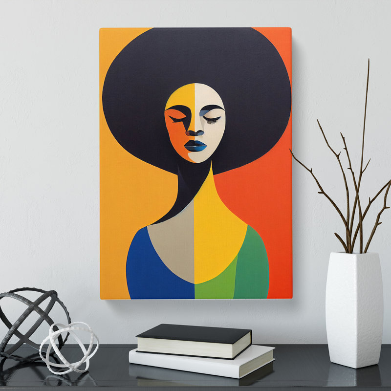 CAN-V0523-2932X Woman With Afro Abstract Vol.2 - Wrapped Canvas Print, No frame, 50cm H x 35cm W