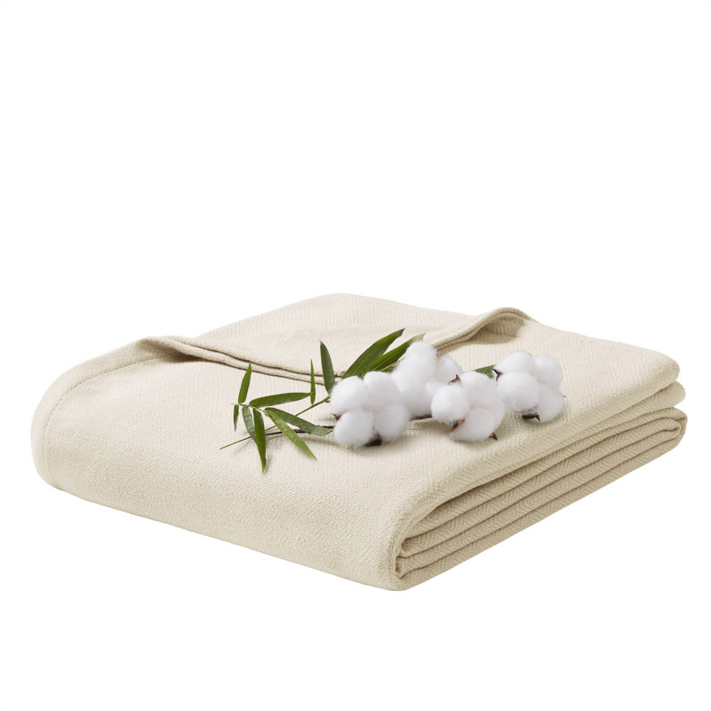Rayon From Bamboo Cotton Lightweight Blanket, Ivory, King
