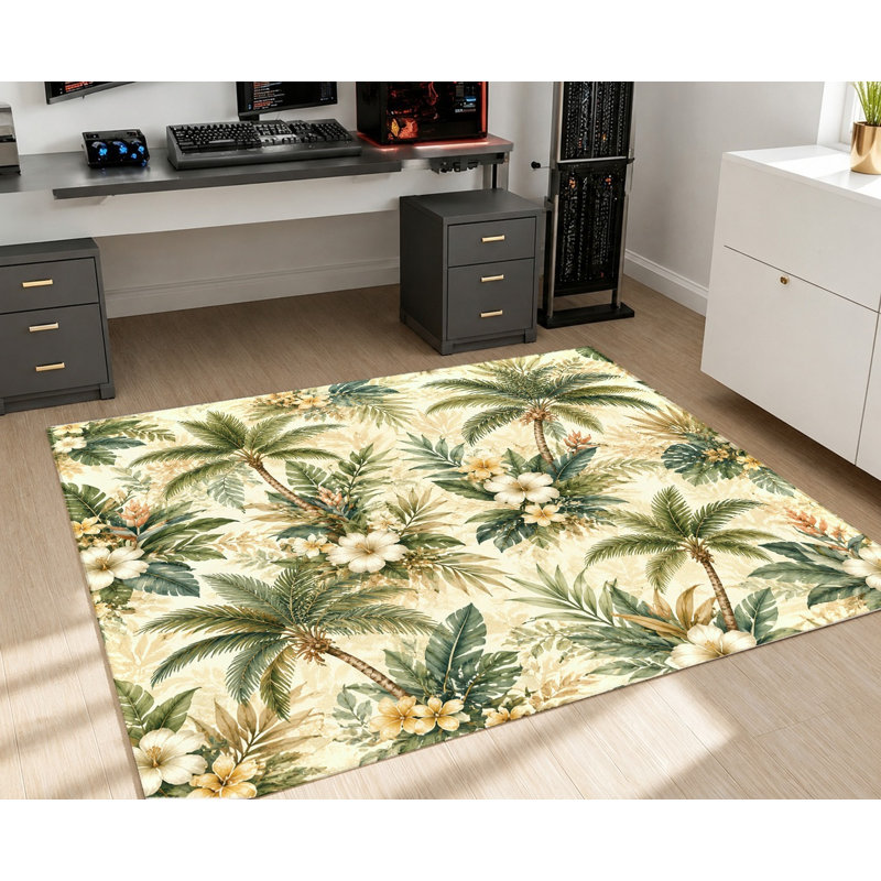 Tapis tropical Tropical Palm, Rectangle 5 pi 3 po x 3 pi 3 po (160 x 100 cm)