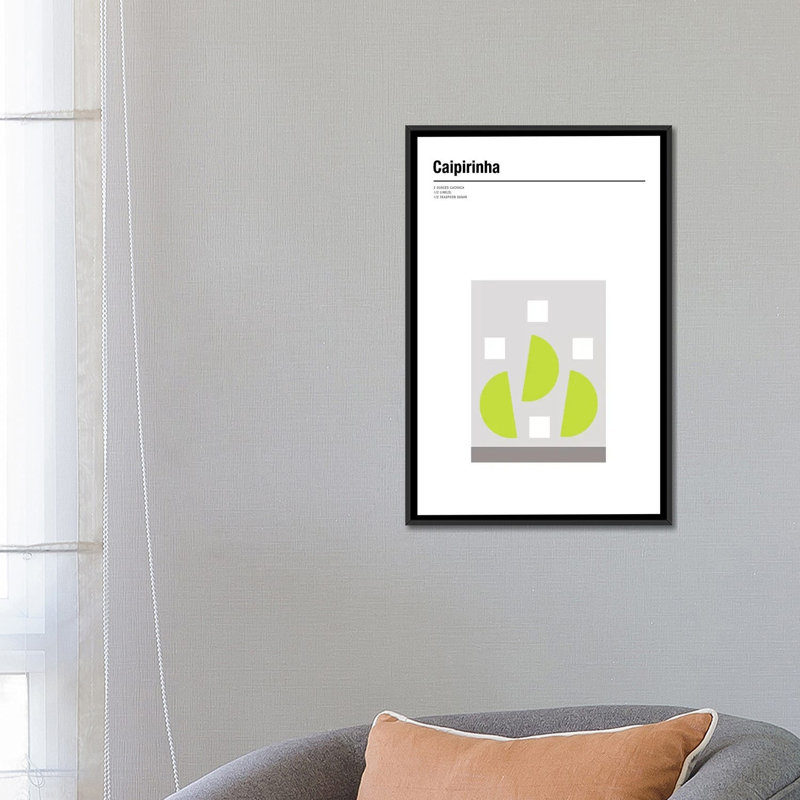 « caipirinha », impression sur toile, H 26 po x l 18 po x P 1,5 po, Toile avec cadre noir, Pas de tapis