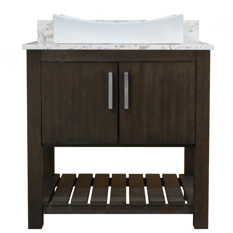 Meuble-lavabo de salle de bain avec comptoir en marbre de Carrare, lavabo en porcelaine, Nickel brossé