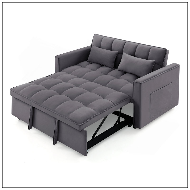 54,33 po Canapé-lit pliable polyvalent en 3 longueurs, canapé-lit moderne, canapé-lit en velours, dossier réglable