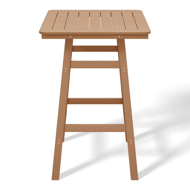 Laguna Square Outdoor Bar Table With Umbrella Hole , 30.7'' in. W 30.7'' in. D, Brown