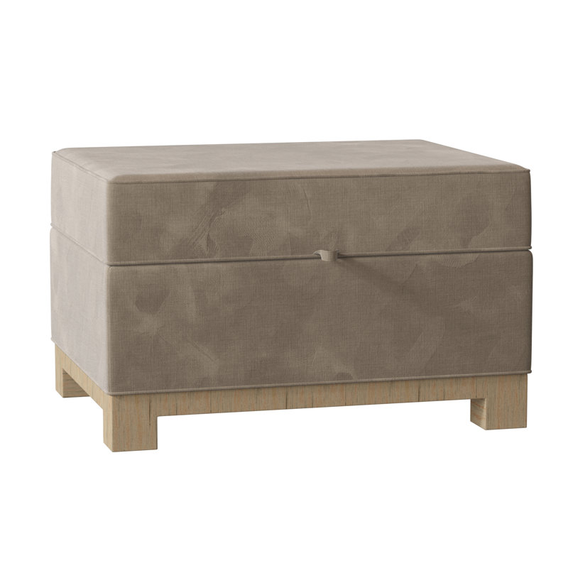 Repose-pieds rectangulaire avec rangement Brandes, Naturel, Velours Bella Toast Performance
