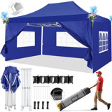 10'x15' Commercial-Grade Pop-Up Canopy Tent - UPF50+ Waterproof with Removable Walls & Wheeled Bag for Weddings, Carports