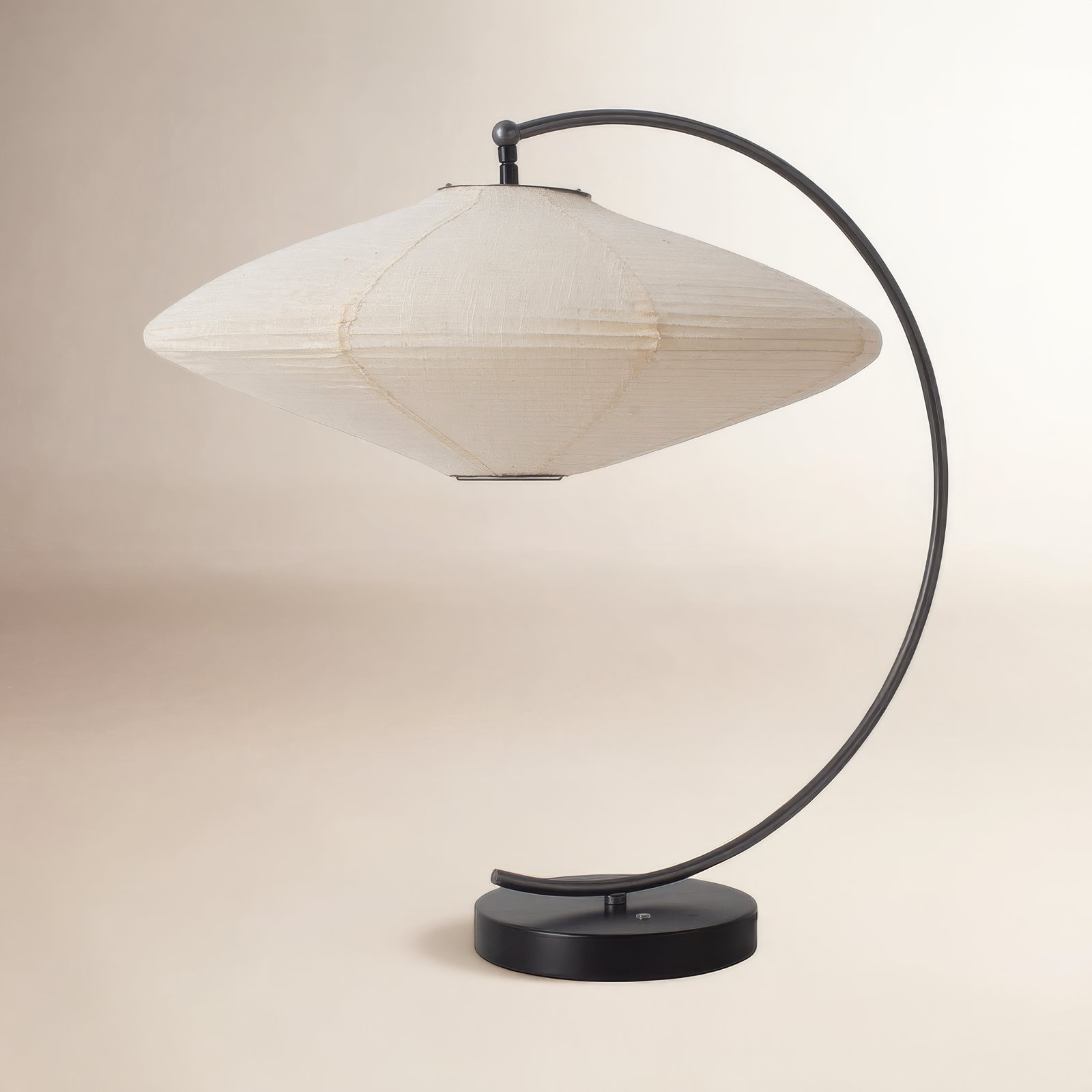 Roswell Table Lamp - Matte Black & Matte Black Finish, Handcrafted Shinpuru-sa Linen-Cotton Shade, Black Marble Base