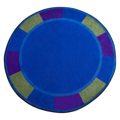 KidCarpet.com Cool Colors Circle Classroom Rug, 6'x6' Round - Class 1 Fire Rated, Oeko-Tex certified commercial-grade nylon circle time rug - strong, durable edging