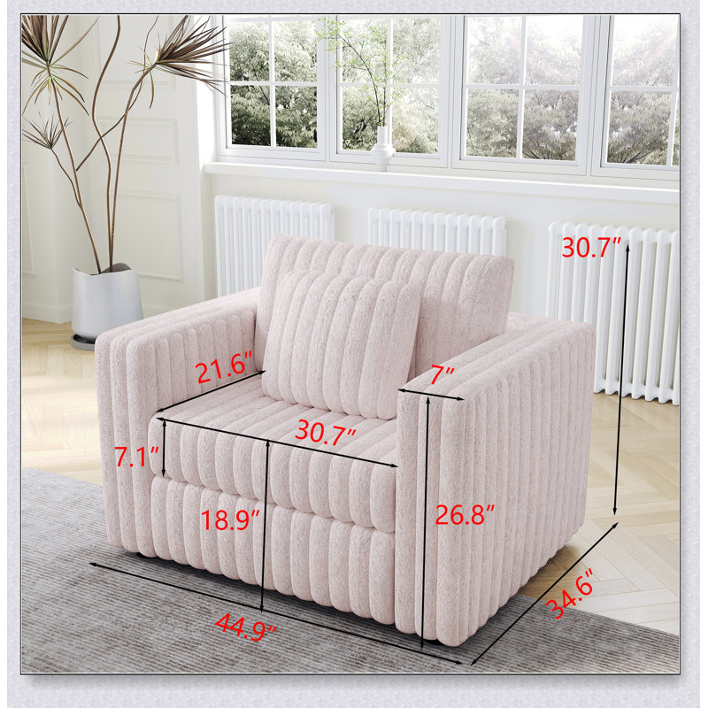 Canapé modulaire simple moelleux de 44,9 pouces confortable et fonctionnel pour les chambres à coucher et les salons