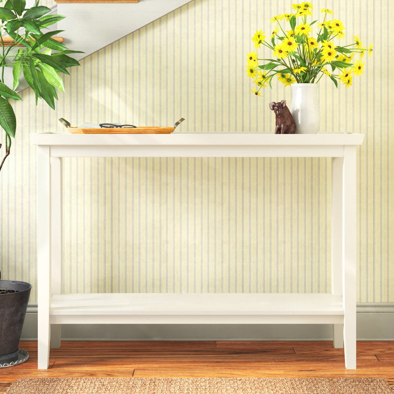 Gwen 48" Console Table with Shelf, White