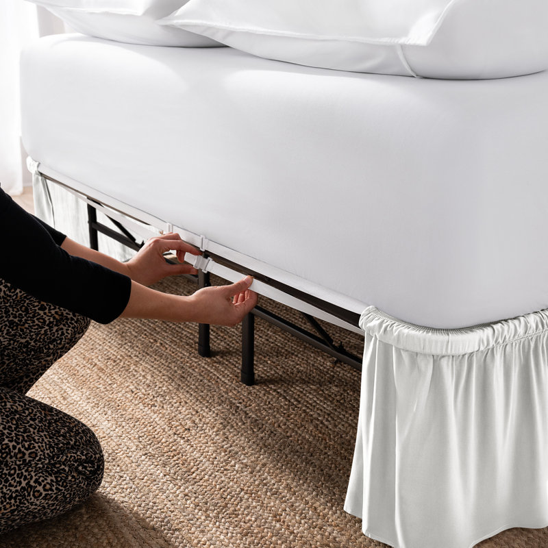 Jupe de lit ajustable 15 ", Simple TG, Blanc antique