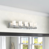 Barre de salle de bain chromée à 5 lumières à intensité variable Latai