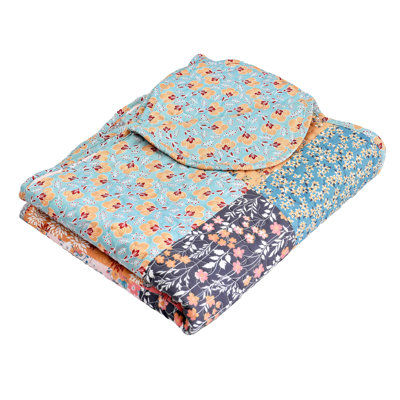 Jeté matelassé réversible en coton 50 x 60 Calico Greenland Home Fashions Carlie