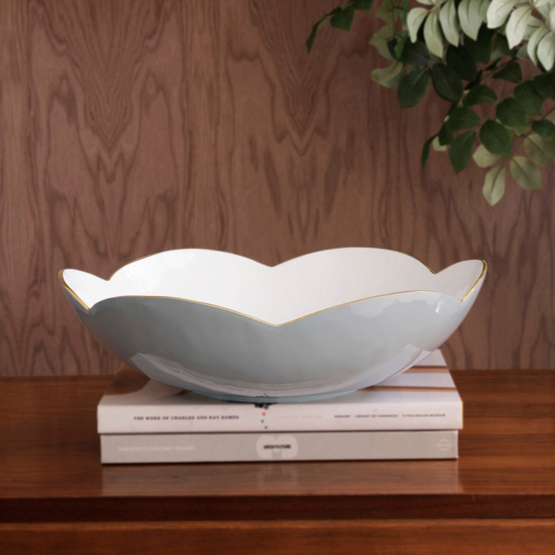 Encanto Amelia Bowl, White/Slate, 13.75"