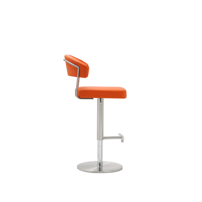 Oksen Swivel Upholstered Faux Leather Adjustable Height Counter Stool with Stainless Steel Frame, Orange