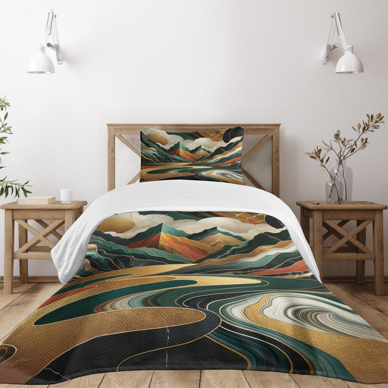 Polyester Abstract Coverlet, Twin Coverlet / Bedspread + 1 Standard Sham