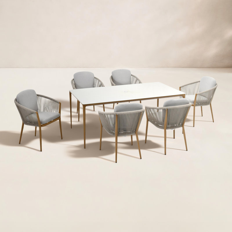 Turin 6 - Person Patio Dining Set with Rectangular Table , Cushions Included