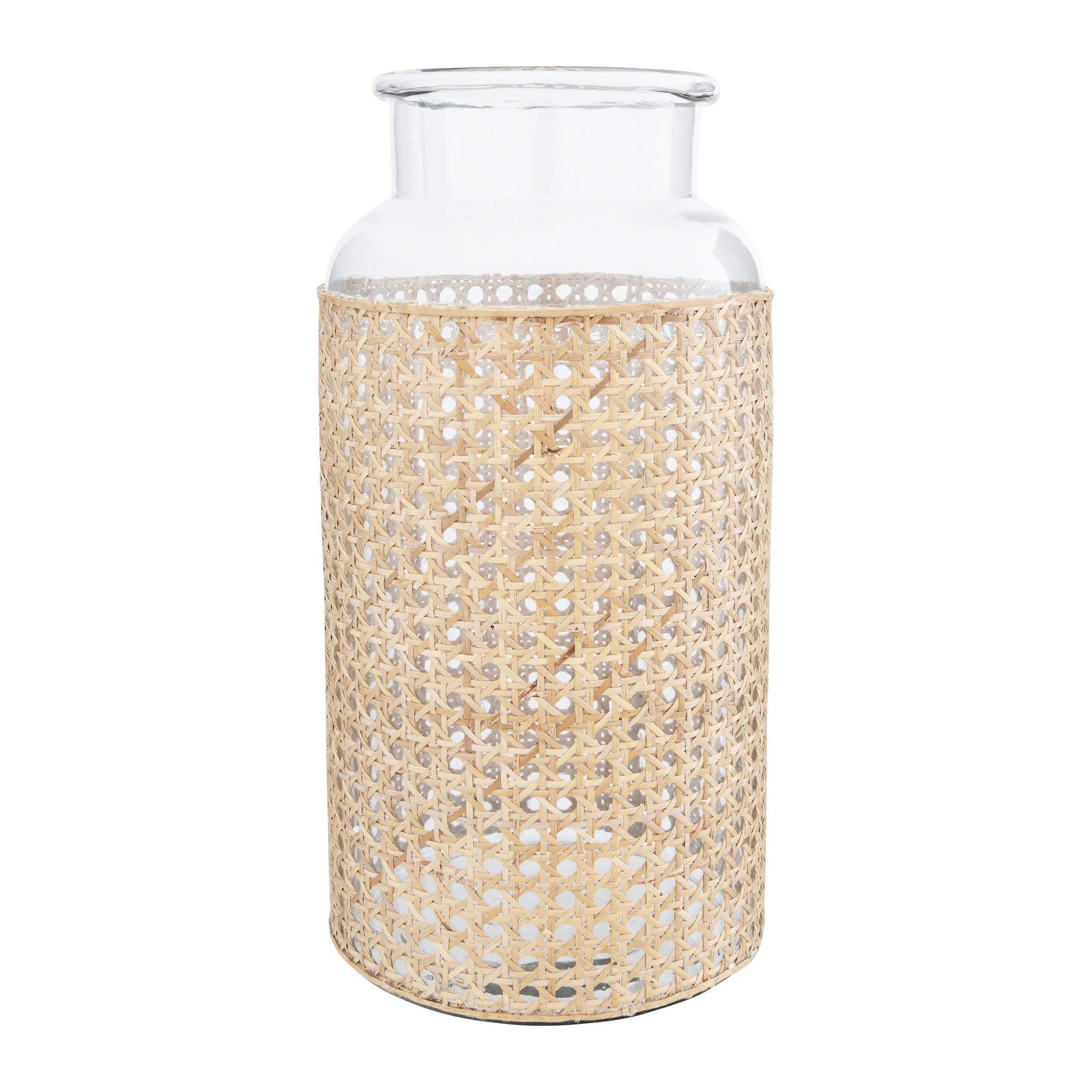 Fogel Glass Table Vase, 14.5" H x 6.75" W x 6.75" D, Beige