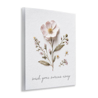 Pressed Flower Wash Worries Away Wall Plaque, design by Lettered and Lined