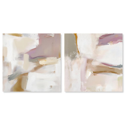 Bailante Duet Canvas Print Neutral Wall Decor Set by Art Remedy, Black Frame, 12 x 12