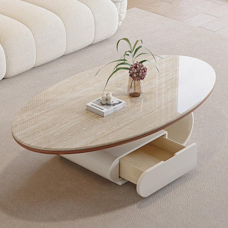 Nordic-style sintered stone coffee table, 15.7" H x 43.3" W x 25.5" D