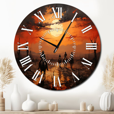 Horloge murale Western Western Riders Pointillism Art I