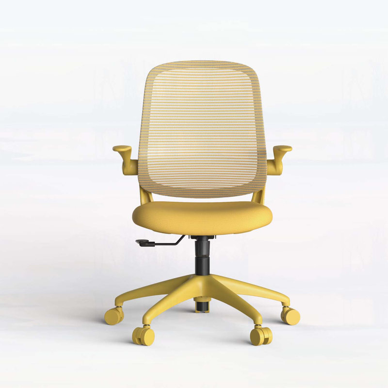 Chaise de bureau moderne et ergonomique avec accoudoirs rabattables, pour plus de confort et de durabilité, Jaune, Yellow