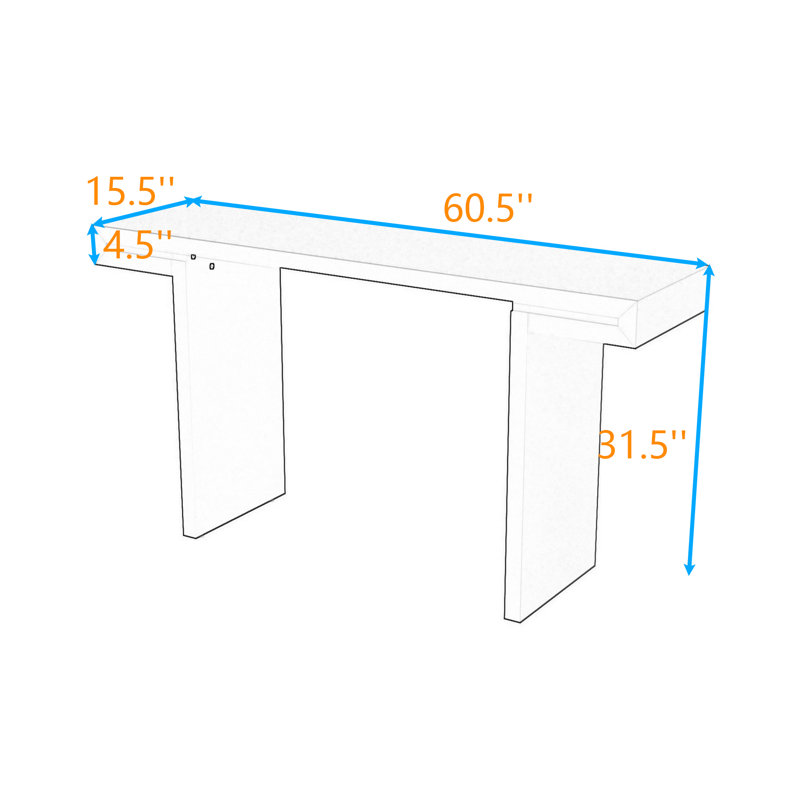 Console Table with Geometric Clean Lines Design and Adjustable Feet, White