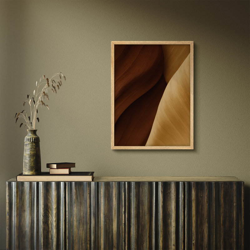 «Abstract Canyon», reproduction d'art encadrée géométrique de ton moderne pour décoration de chambre ou de bureau, Naturel