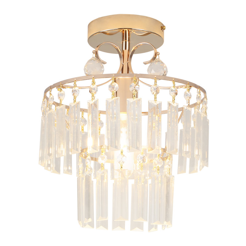 Zayley 1-Light Semi Flush Mount 2 Tiered Crystal Chandelier