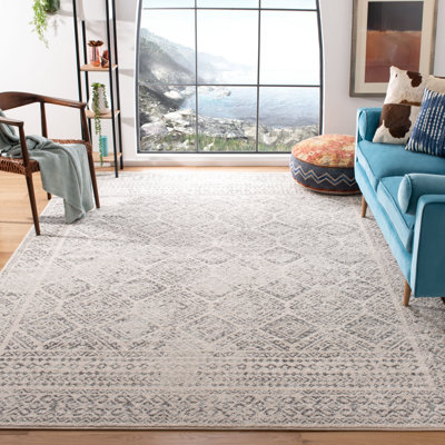 Hooked Geometric Ivory/Grey Rug