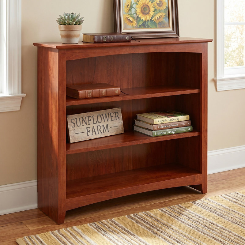 Malani 36" H Solid Wood Classic Bookcase, Washington Cherry, (3 Shelves) 36"H x 37.75"W x 12.875"D