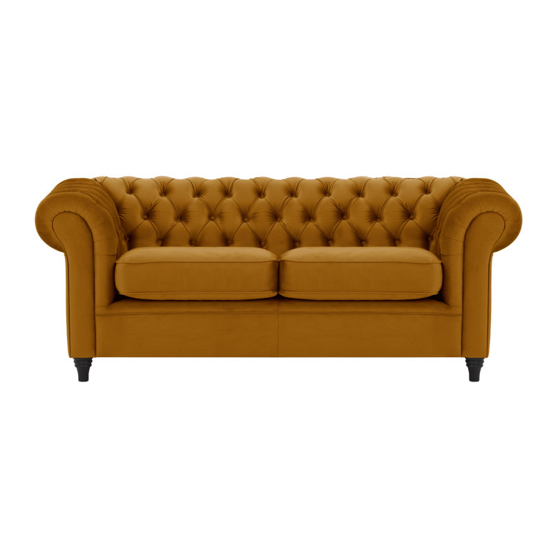 Burks 3 Seater Velvet Sofa, Mustard Yellow