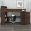 Lit mezzanine avec garde-robe intégrée, bureau et tête de lit avec rangement, solution complète pour économiser de l'espace-598426272