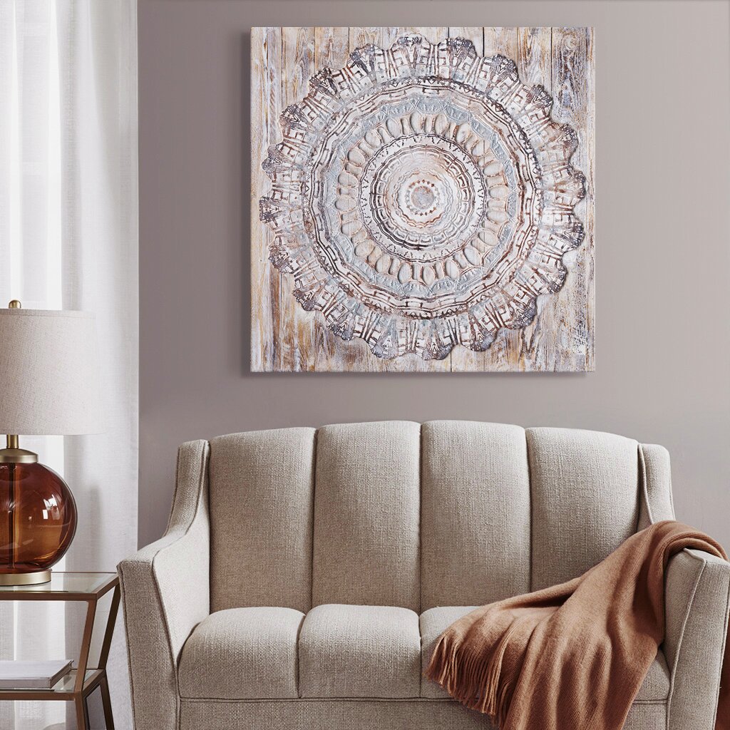 Leinwandbild Wooden Mandala von Grant Wood