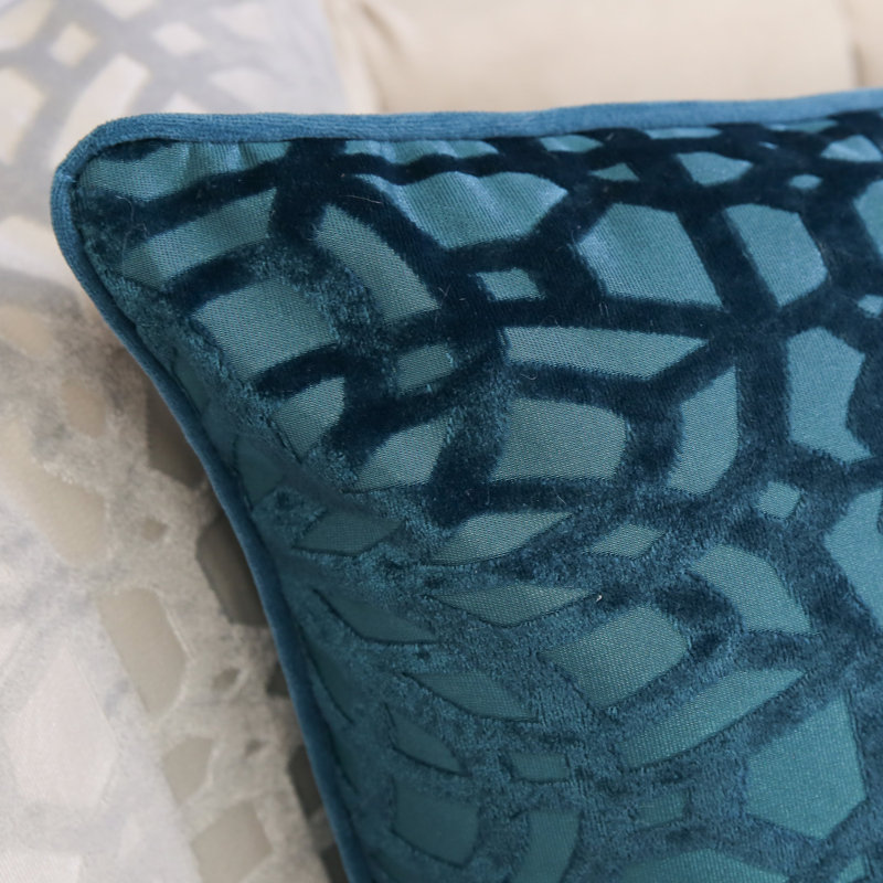  Velvet Damask 20" Throw Pillow, Cerulean