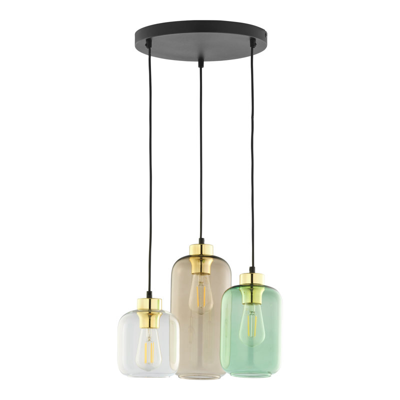 Saucedo 3 - Light Cluster Pendant, Transparent/Green