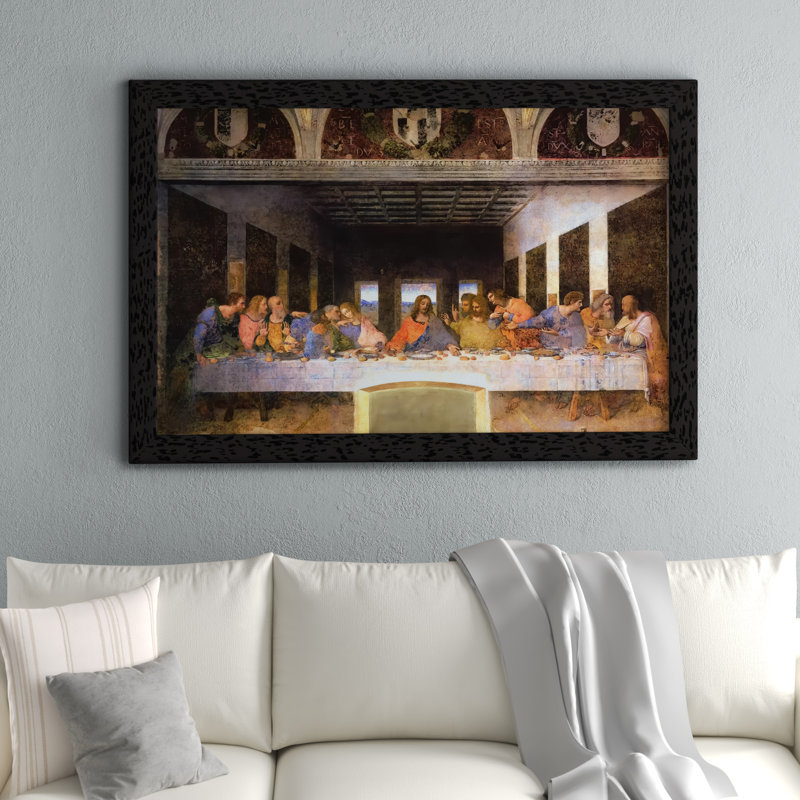 The Last Supper by Leonardo Da Vinci - Painting on Canvas, Black Framed, 101.6 cm H x 66.04 cm W
